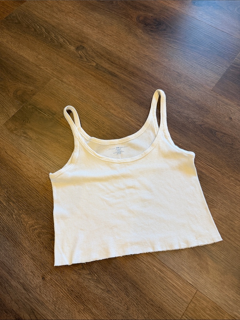 Brandy Melville White Ribbed Crop Tank Top One Size